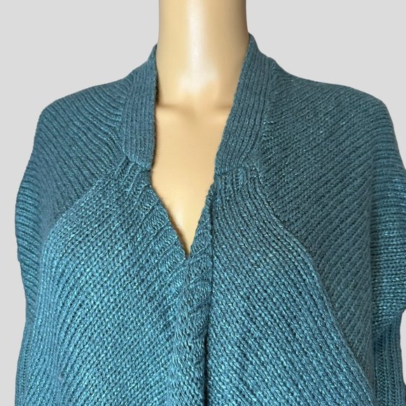 Romeo Juliet Womens Cardigan Open Sweater Medium M Green Wool Stretch Oversize - Picture 4 of 13